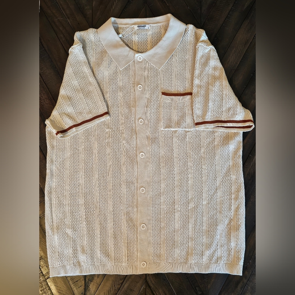 COOFANDY Vintage knit shirt. NWT, XL - Picture 3 of 13